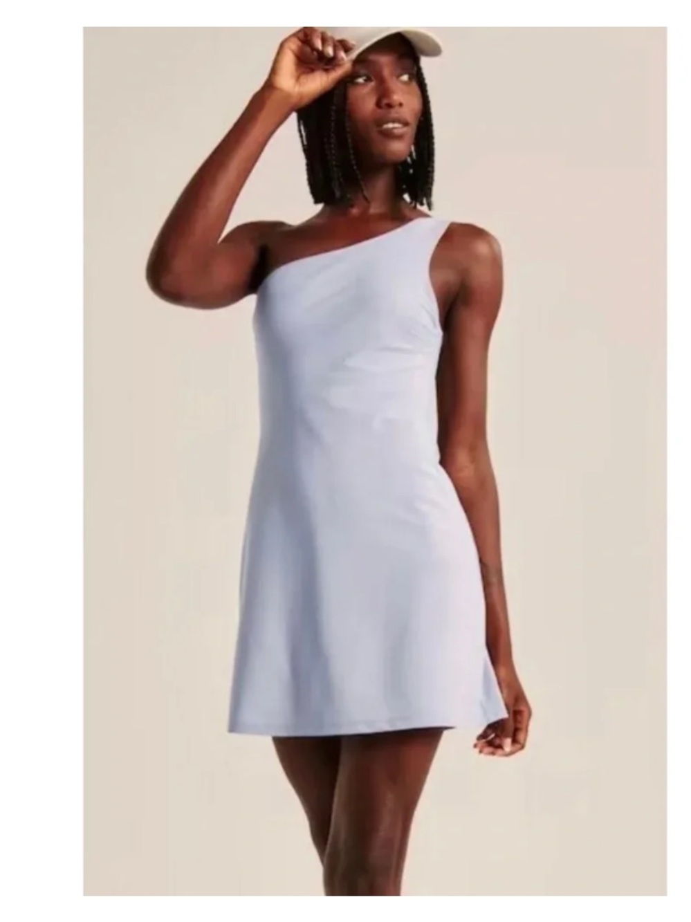 Abercrombie & Fitch Traveler One-Shoulder Light Blue Mini Dress XS Tall